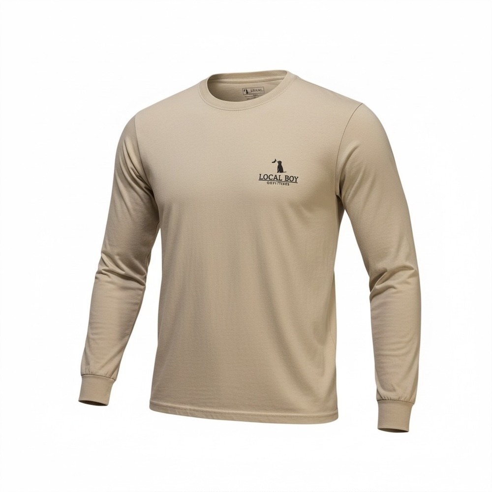 Local Boy Outfitters‎ Mens LBO Brew Long Sleeve Pocket Tee Latte Tan Small NWT